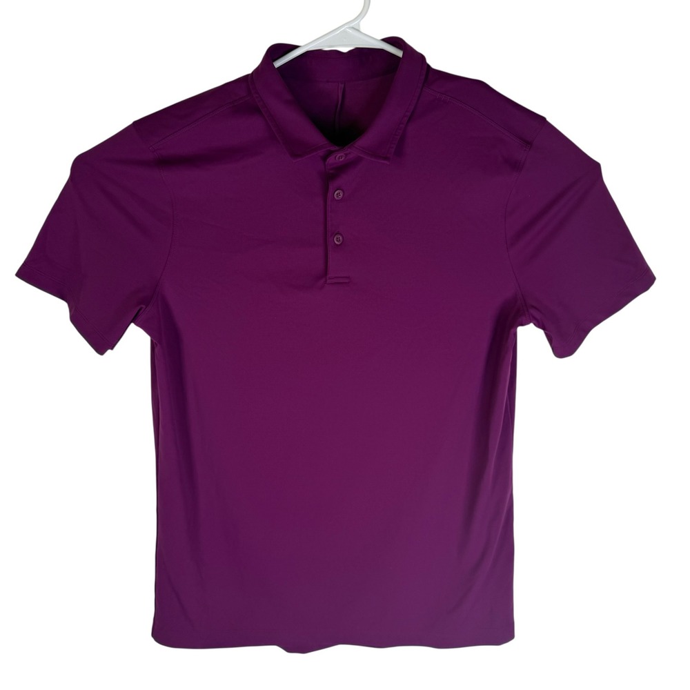 Lululemon Evolution Polo Shirt Mens Medium Purple Short Sleeve Golf Activewear - Picture 2 of 5